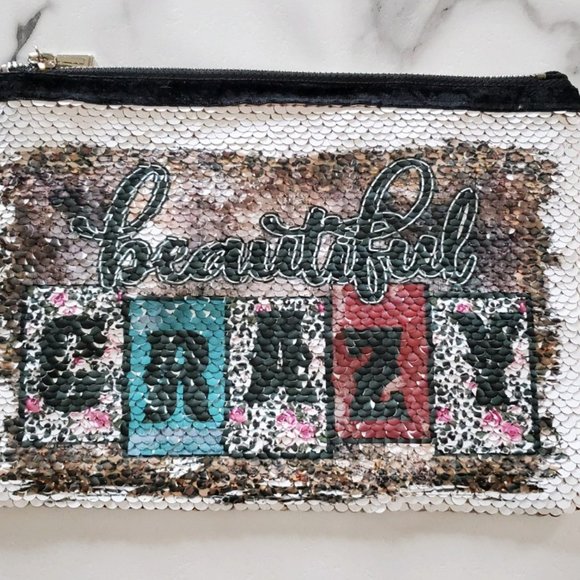 beautiful CRAZY Reversible Sequins Makeup Bag - Picture 1 of 15